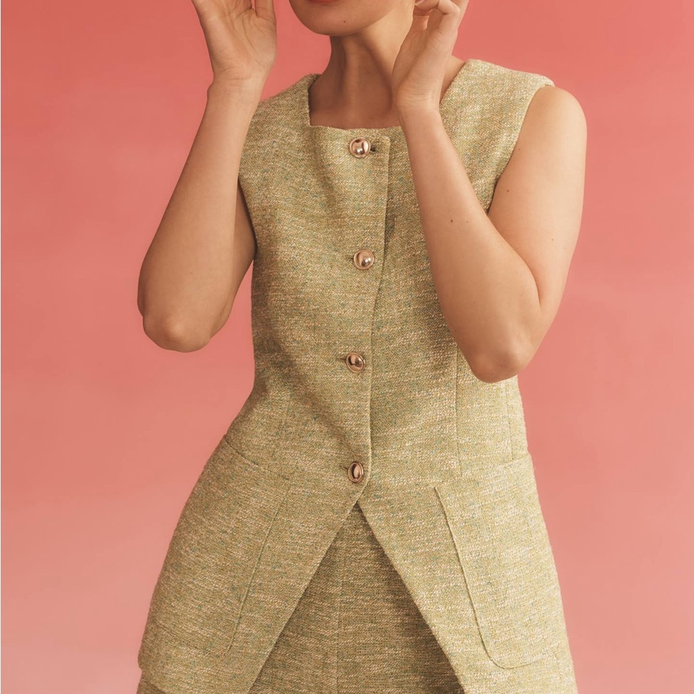 Maeve (Anthro) Sleeveless Green Buttoned Vest